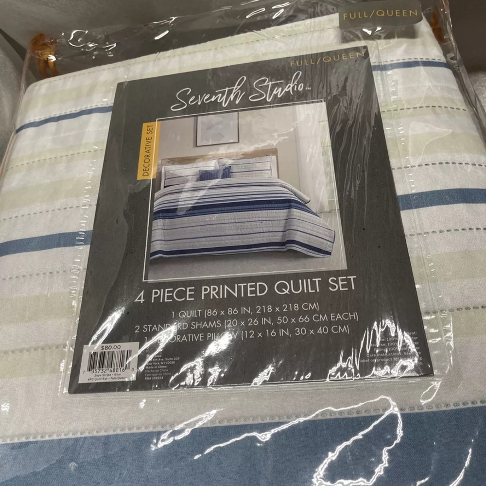 Seventh Studio Dover Stripe 3-Piece Full/Queen Poly/Cotton Quilt Set